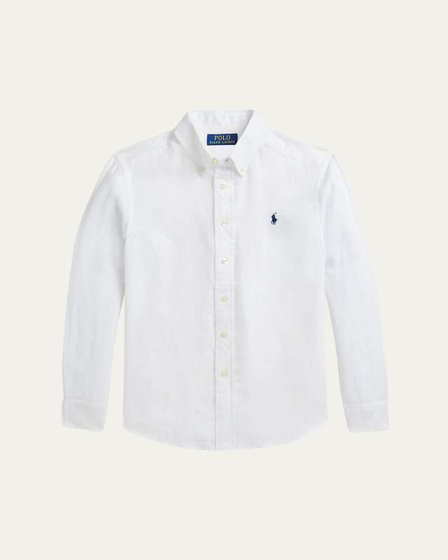 Boy's Classic Embroidered Sport Shirt, Size S-XL